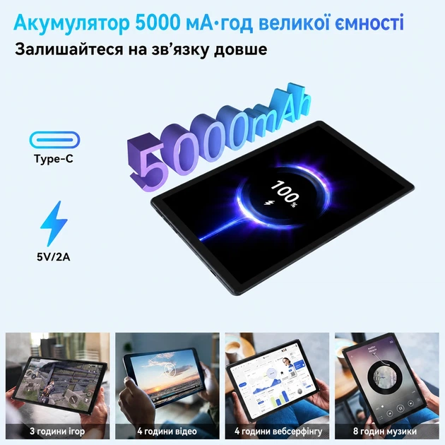 Планшет 10.1" Wekymes C107 4+6/128Gb 8 ядер Android 14 5000 mAh Черный (102049639) - изображение 4