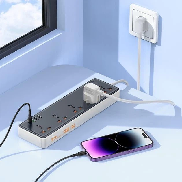 Мережевий подовжувач Hoco AC14A Rico 5-Position Socket (PD30W/1C3A) Black - Фото 5 Мережевий подовжувач Hoco AC14A Rico 5-Position Socket (PD30W/1C3A) Black - зображення 5
