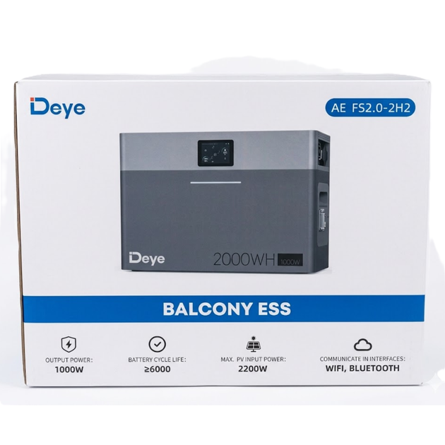 Гібридна система накопичення енергії Deye AE-FS2.0-2H2 Micro Hybrid ESS 1 кВт 2 кВт·год LiFePO4 Grey - зображення 8