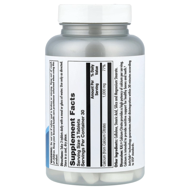 Цитрат кальцію KAL "Calcium Citrate" 1000 мг (90 таблеток) - зображення 2