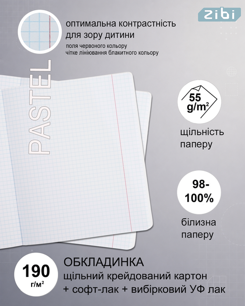 Набор предметных тетрадей ZiBi Pastel 48 листов в клетку 8 предметов 10 шт (ZB.1701-99) - изображение 6