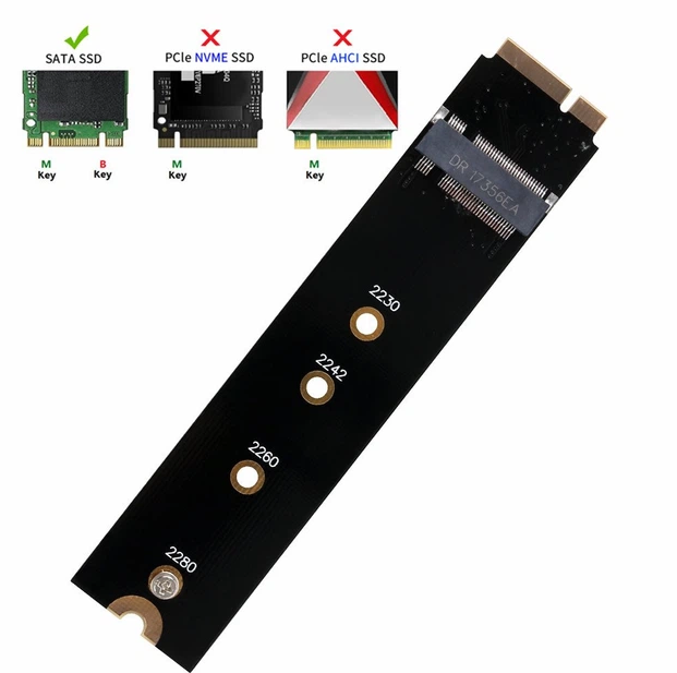 Адаптер-перехідник M.2 SATA SSD на 7+17Pin для MacBook Air 2012 A1465 / A1466 - Фото 2 Адаптер-перехідник M.2 SATA SSD на 7+17Pin для MacBook Air 2012 A1465 / A1466 - зображення 2