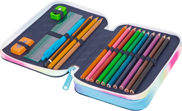 Piórnik CoolPack Jumper 2 Blue Unicorn dwukomorowy z wyposażeniem 19.5 x 12.5 x 5 cm (5903686324291) - obraz 2