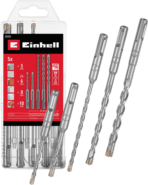 Набір свердел Einhell SDS Plus 5 шт. (49265505) - Фото 1 Набір свердел Einhell SDS Plus 5 шт. (49265505) - зображення 1