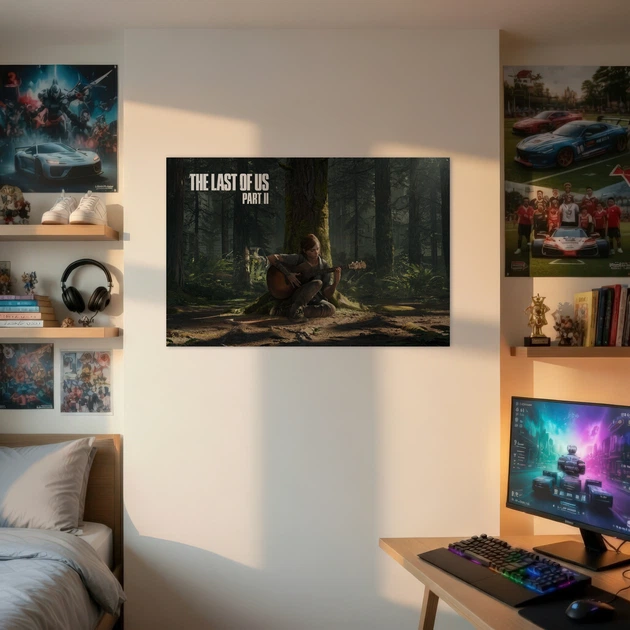 Постер Останні з нас 2, Еллі грає на гітарі, Last Of Us 2, декор кімнати геймера, A1 60×90 см (id4226) - зображення 2