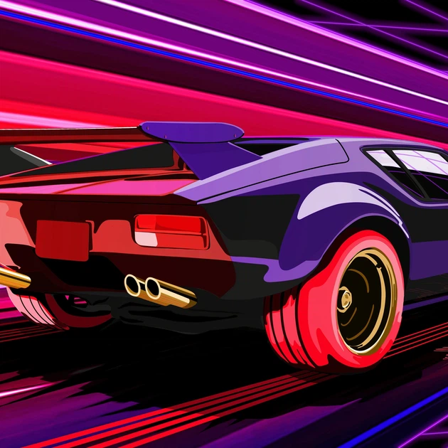 Інтер'єрна картина Ретровейв авто, retrowave, synthwave, поп-арт, кіберпанк, інтер'єрний плакат, 37×60 см (id1368) - зображення 4