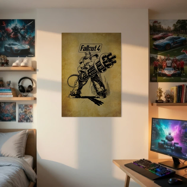 Постер Фаллаут, Воин Братства Стали в силовой броне, Fallout 4, A2 60×43 см (id2181) - изображение 2