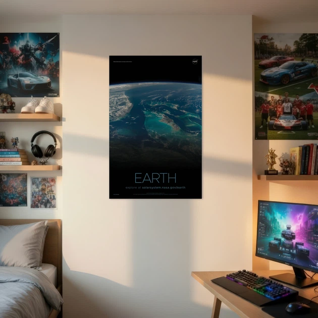 Постер Земля, Earth, NASA, НАСА, космос, астрономия, A3 42×27 см (id7096) - изображение 2