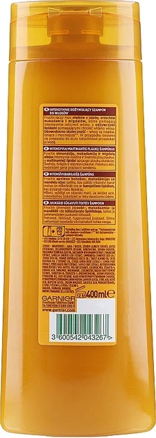 Шампунь для дуже сухого та пошкодженого волосся Garnier Fructis Oil Repair 3 Butter Shampoo 400 ml - Фото 4 Шампунь для дуже сухого та пошкодженого волосся Garnier Fructis Oil Repair 3 Butter Shampoo 400 ml - зображення 4