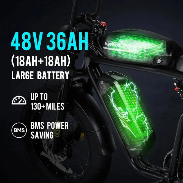 Електровелосипед SAMEBIKE M20 III (2000 Вт; 36 А * рік; 48 В), колеса 20 ", з ручкою газу, зелений (ECO_SMB-M20-III-green) - зображення 16