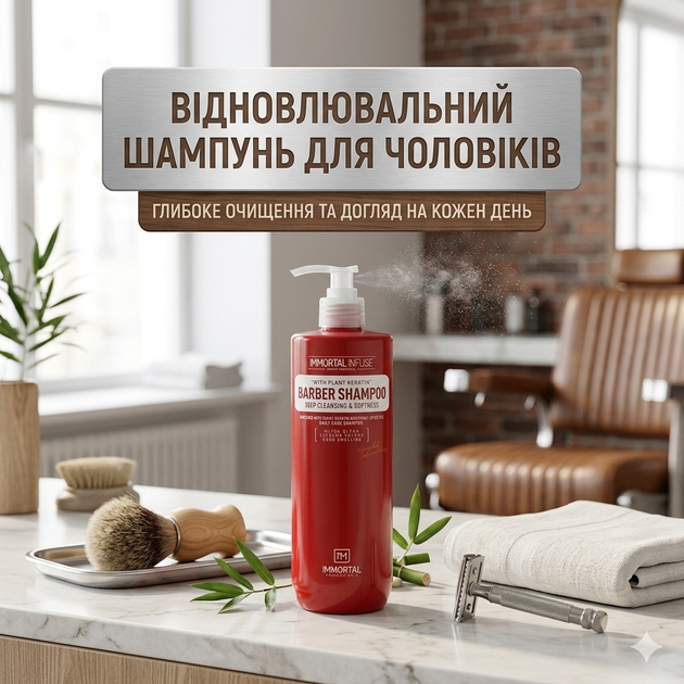 Чоловічий універсальний шампунь для волосся Immortal NYC Infuse Barber Shampoo з дозатором, 1000 мл (INF-87) - изображение 2