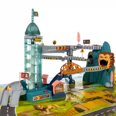 Игровой детский автотрек с лифтом и препятствиями Lion Mountain Adventure цветной пластик для детей от 3 лет - Фото 6 Игровой детский автотрек с лифтом и препятствиями Lion Mountain Adventure цветной пластик для детей от 3 лет - зображення 6