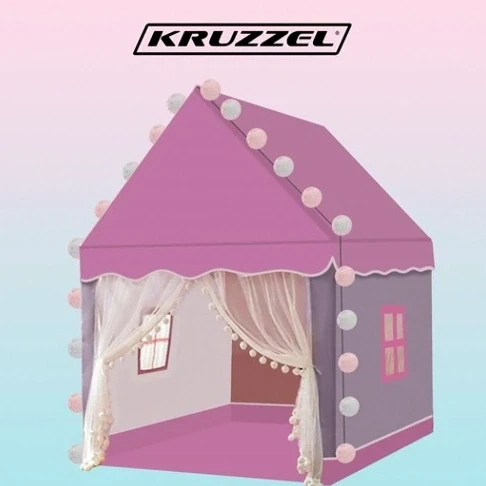 Детская палатка с LED светом 3 метра розовая для игр на улице и в помещении Kruzzel - изображение 3