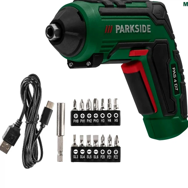 Аккумуляторная отвертка Parkside 4 В 1500 мАч 10 Нм с битами 15 предметов USB-C компактная - Фото 2 Аккумуляторная отвертка Parkside 4 В 1500 мАч 10 Нм с битами 15 предметов USB-C компактная - изображение 2