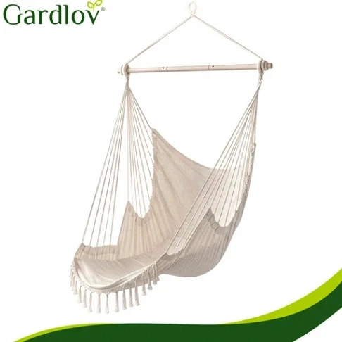 Подвесное кресло гамак 150 кг 220x100 см бежевое Gardlov - изображение 8