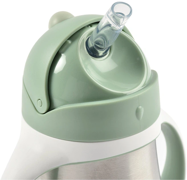 Metalowy kubek niekapek ze słomką Beaba 250 ml zielony (3384349135355) - obraz 3