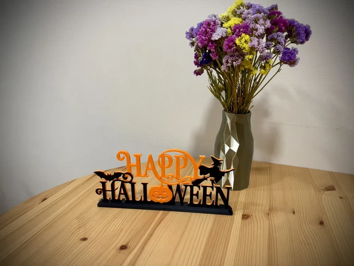 Настільна статуетка Happy Halloween з гарбузом, кажаном та відьмою. Aivory - изображение 2