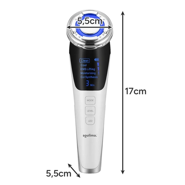 Микротоковый массажер для лица Soulima 25888 5в1 RF Lifting с EMS, LED светотерапией и режимами Hot & Cold против морщин и для лифтинга кожи - изображение 5