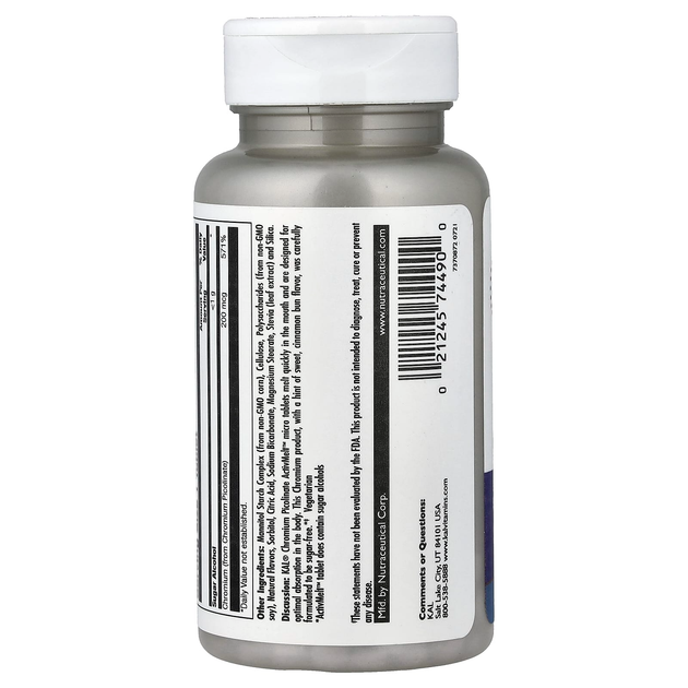 Пиколинат хрома KAL "Chromium Picolinate" со вкусом булочки с корицей, 200 мкг (120 микротаблеток) - изображение 3