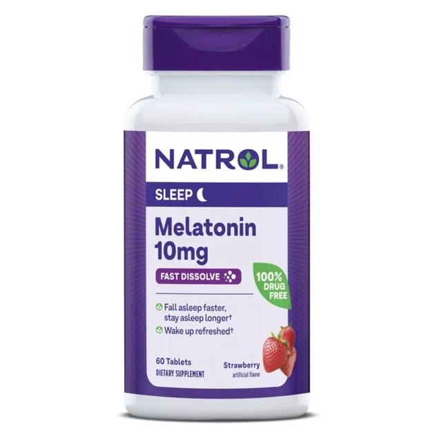 Мелатонин быстрорастворимый 10 мг вкус клубники Melatonin Fast Dissolve Natrol 60 таблеток - Фото 1 Мелатонин быстрорастворимый 10 мг вкус клубники Melatonin Fast Dissolve Natrol 60 таблеток - изображение 1