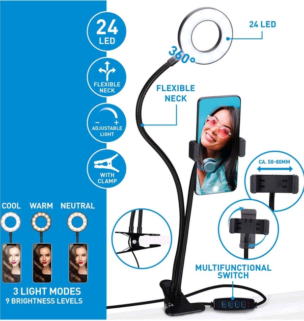 Кільцева лампа Grundig 2 в 1 Selfiestudio (8711252238142) - зображення 5