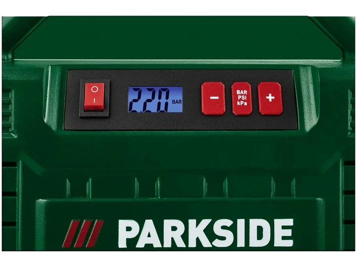 Портативный компрессор Parkside 150 Вт 12/230 В макс давление 8 бар для накачивания мячей и велосипедных шин - изображение 3