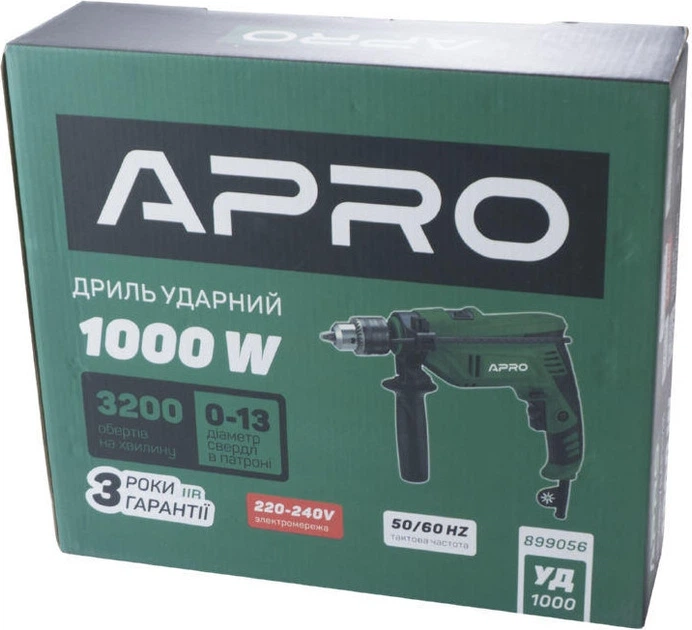 Дриль ударний APRO патрон 13 мм потужність 1000 Вт - Фото 5 Дриль ударний APRO патрон 13 мм потужність 1000 Вт - изображение 5