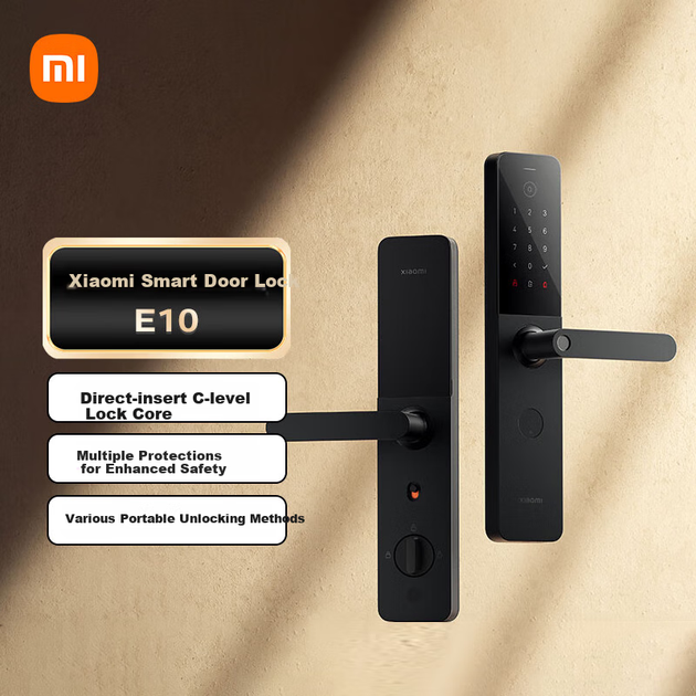 MI Smart Lock E10 Замок з паролем та відбитком пальця, інтелектуальний електронний замок для домашньої безпеки, для домашнього використання, великий дверний замок, встановлення в комплекті - зображення 9