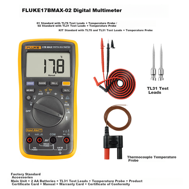 Цифровой мультиметр FLUKE 17B MAX-02, высокоточный интеллектуальный мультиметр для электриков, универсальный амперметр. - Фото 3 Цифровой мультиметр FLUKE 17B MAX-02, высокоточный интеллектуальный мультиметр для электриков, универсальный амперметр. - изображение 3