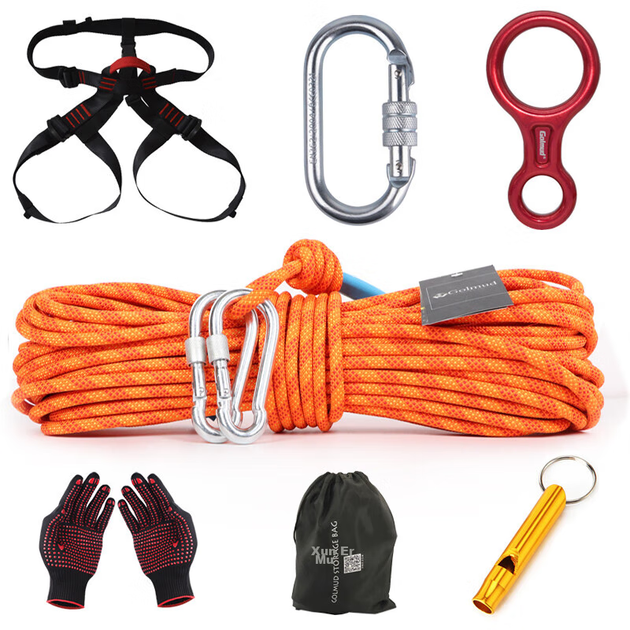 Страховочный трос Geermu Outdoor Escape для спуска по веревке со стальным проволочным сердечником, 8 мм, страховочная обвязка, комплект 10 метров. - изображение 6