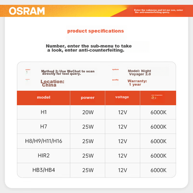 Лампа автомобильная OSRAM H7 6000K 12V/25W - изображение 2