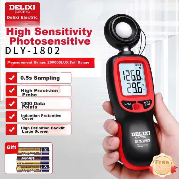 Измеритель освещенности DELIXI ELECTRIC, прибор для измерения света, высокоточный тестер светового потока, измеритель яркости, люксметр, измерительное устройство, иллюминометр - Фото 1 Измеритель освещенности DELIXI ELECTRIC, прибор для измерения света, высокоточный тестер светового потока, измеритель яркости, люксметр, измерительное устройство, иллюминометр - изображение 1