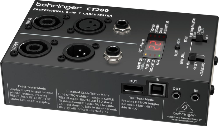 Кабельний тестер Behringer CT200 (4033653160339) - зображення 4