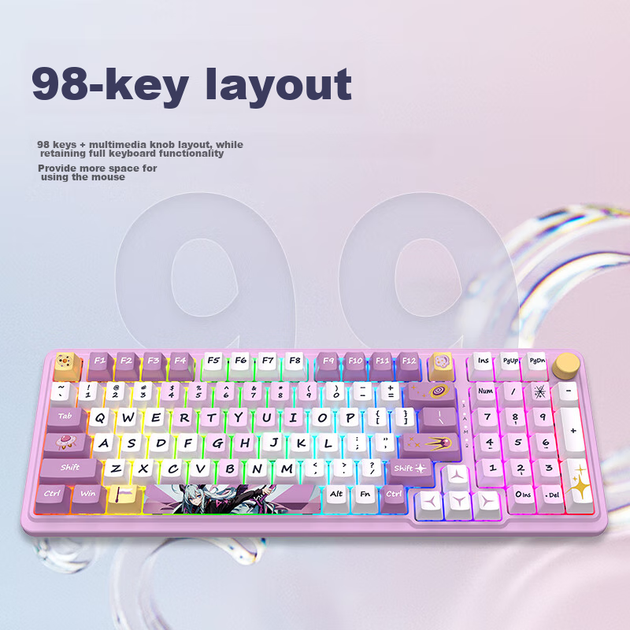 Механическая клавиатура REDRAGON KS99, 98-клавишная игровая клавиатура, беспроводная клавиатура для планшета, новогодний подарок, сине-белая - переключатели Dragon Dance - изображение 6