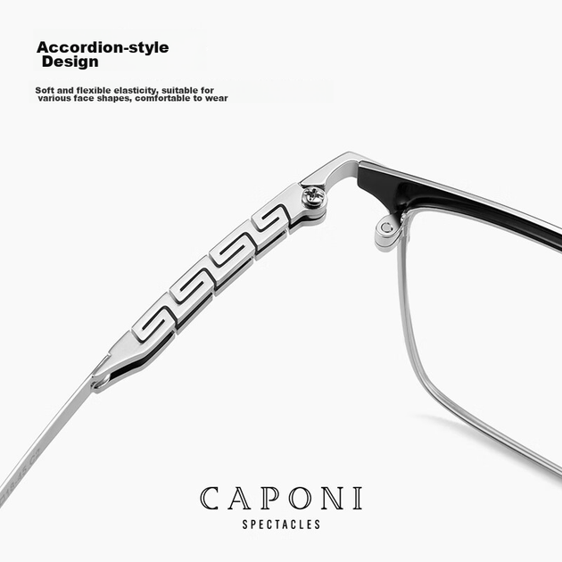 Очки CAPONI с изменяющимся цветом, блокирующие синий свет, для мужчин, ультралегкая квадратная оправа, защита от синего излучения, подходят для использования с телефоном и компьютером, рецепт не требуется. - изображение 9