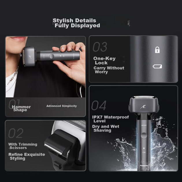 Электробритва Panasonic Little Hammer 2.0, возвратно-поступательная, мужская, с импортным магнитным двигателем, трехлезвийная головка, разъем Type-C, подарок на день рождения, новогодний подарок для мужчин, JLM3C, черная. - изображение 10