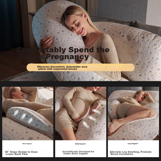 Подушка для вагітних BabyWatch, подушка для підтримки талії для сну на боці, подушка для підтримки живота для сну на боці, багатофункціональна подушка для обіймів у формі букви G для вагітних, Xiwu Gree - зображення 7