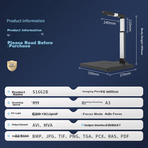 Сканер документів Eloam S1662B A3 OCR - зображення 5