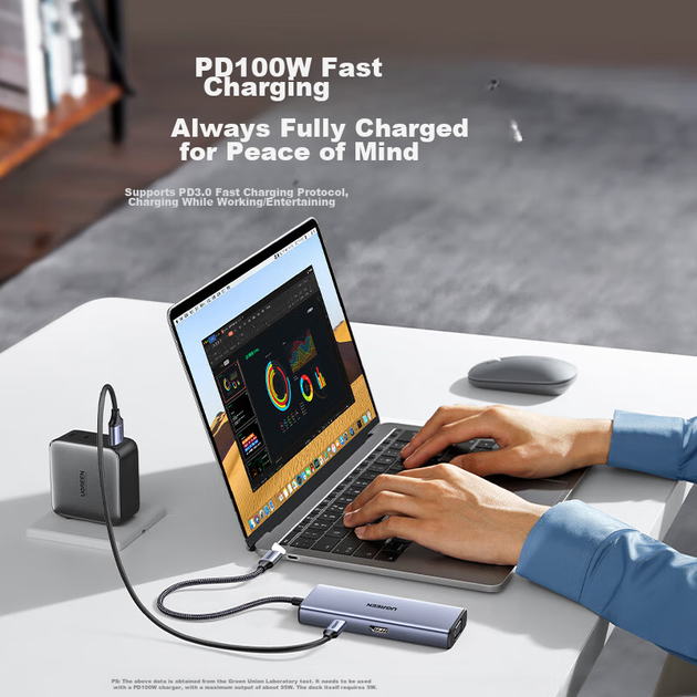 Док-станция расширения UGREEN Type-C, USB-C-концентратор, адаптер-конвертер HDMI/VGA, совместимая с Apple MacBook 16/17, iPad, ноутбуками Huawei, 25037 - изображение 9