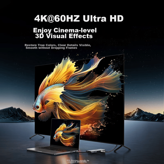 Док-станция UGREEN Type-C для четырех экранов с портами DP/HDMI/VGA и Thunderbolt 4, адаптер расширения для нескольких экранов 4K 60 Гц для торговли акциями, совместима с ноутбуками Huawei, Honor, Lenovo. - изображение 6