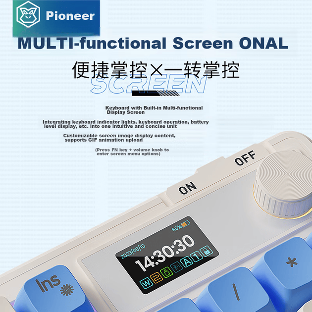Бездротова клавіатура та миша EWEADN V98Pro, Bluetooth/дротова/USB, потрійний режим, з екраном, механічне відчуття, безшумна офісна мембранна клавіатура, 98 клавіш для комп'ютера, універсальна для ноутбуків, яскраво-помаранчевий колір - изображение 4