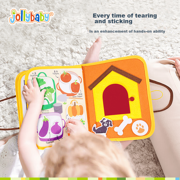 Jollybaby Чарівна книжка-липучка на липучці, стійка до розривів, дитяча жувальна міцна іграшка, дитяча іграшка-подарункова книжка-розрив - фермерське видання - зображення 5