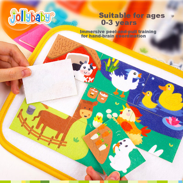 Jollybaby Чарівна книжка-липучка на липучці, стійка до розривів, дитяча жувальна міцна іграшка, дитяча іграшка-подарункова книжка-розрив - фермерське видання - зображення 6