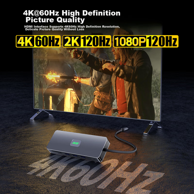 Многофункциональная док-станция расширения Acer, конвертер USB-C в HDMI, совместимая с MacBook, с поддержкой зеркального отображения экрана 4K60 Гц, аудиовыходом VGA и портом Gigabit Ethernet. - изображение 4