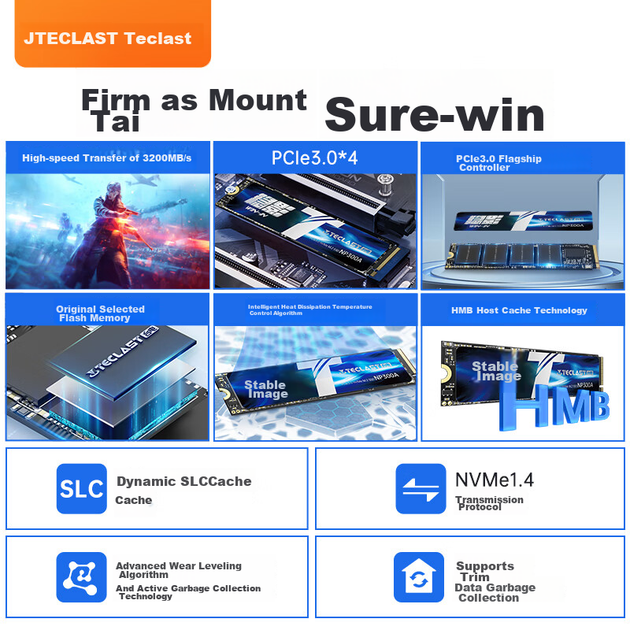 SSD диск Teclast NP300A 512GB M.2 2280 NVMe PCIe 3.0 x4 TLC (SD512GBNP300A-2280) - Фото 6 SSD диск Teclast NP300A 512GB M.2 2280 NVMe PCIe 3.0 x4 TLC (SD512GBNP300A-2280) - зображення 6