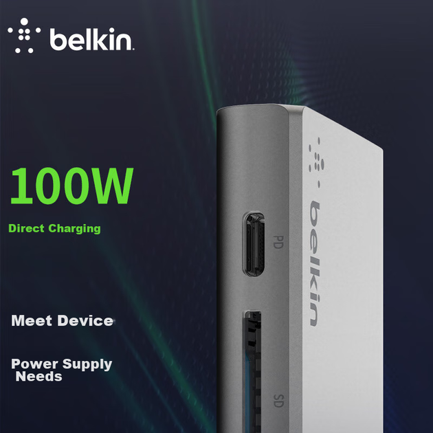 Док-станция BELKIN, модуль расширения Type-C 10 Гбит/с, блок питания Seven-In PD, адаптер для ноутбука Apple, функция зеркального отображения экрана HDMI 4K, сетевой кабель/считыватель SD-карт, совместимость с портом Thunderbolt. - Фото 7 Док-станция BELKIN, модуль расширения Type-C 10 Гбит/с, блок питания Seven-In PD, адаптер для ноутбука Apple, функция зеркального отображения экрана HDMI 4K, сетевой кабель/считыватель SD-карт, совместимость с портом Thunderbolt. - изображение 7