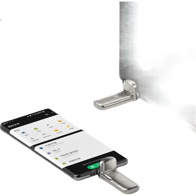 Флеш-накопитель MOVE SPEED 512 ГБ большой емкости, USB 3.2 Type-C, двойной интерфейс для телефонов и компьютеров, резервное копирование с шифрованием по отпечатку пальца, стабильная скорость работы без сбоев, серия Yicun. - изображение 2