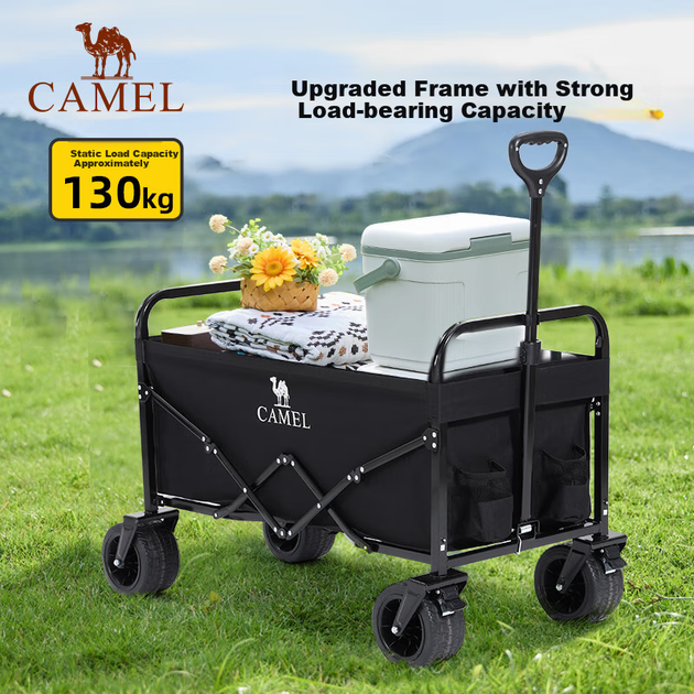 Складная походная тележка CAMEL на широких колесах для покупок продуктов, детей, собак, для отдыха на природе. - изображение 7