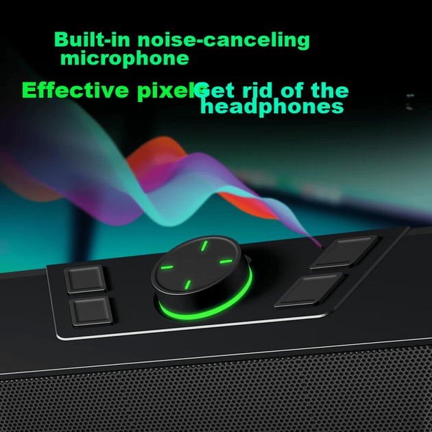 Домашні комп'ютерні колонки Newmine V6 з мікрофоном, Bluetooth 5.3, RGB-підсвічування, система об'ємного звучання для настільного комп'ютера, ноутбука, ігрова гарнітура, чорні - зображення 6