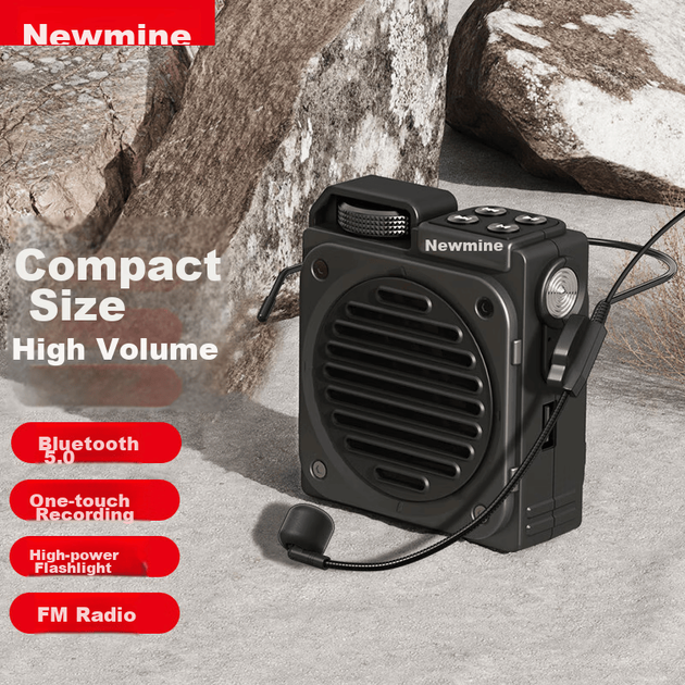 Міні-мегафон Newmine MS12 для вчителів, екскурсоводів, поясний Bluetooth-колонка, портативний рекламний лекційний навчальний пристрій з високою гучністю, чорний - зображення 4